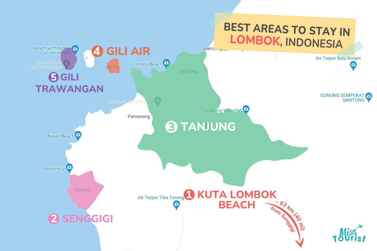 Where to stay in Lombok MAP